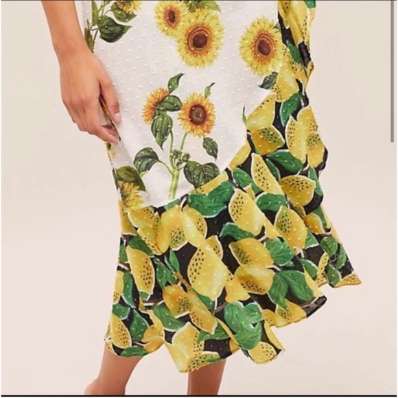 Farm Rio SUNFLOWER 🌻 Lemon 🍋 Wrap RUFFLE Skirt NWT S - Picture 3 of 7
